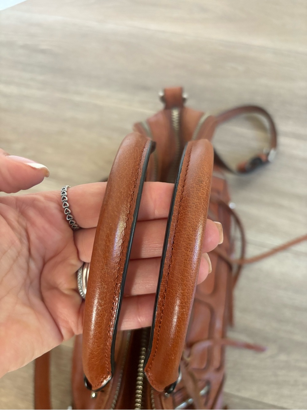Rebecca Minkoff Brown Leather Jealous Tri Zip Fringe Satchel - Picture 8 of 14